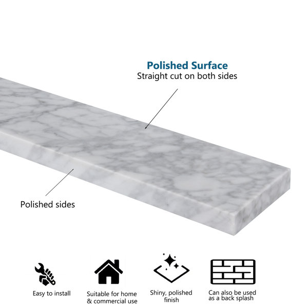 DORNBERG 21.25" White Carrara Marble Sidesplash For Vanity Sink Top